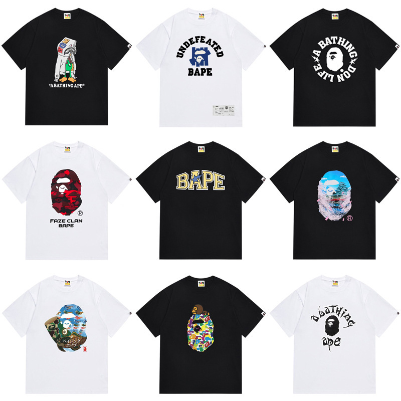 Trendy Brand Cross-Border Supply Foreign Trade Dropshipping 260g Heavyweight Bape Ape Head Shark Short-Sleeve T-Shirt 25
