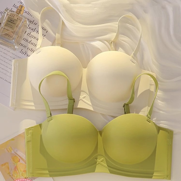Traceless Strapless Underwear Women's Small Chest Push-up Large Breast Anti-sagging Non-rims Anti-slip Thin Bra