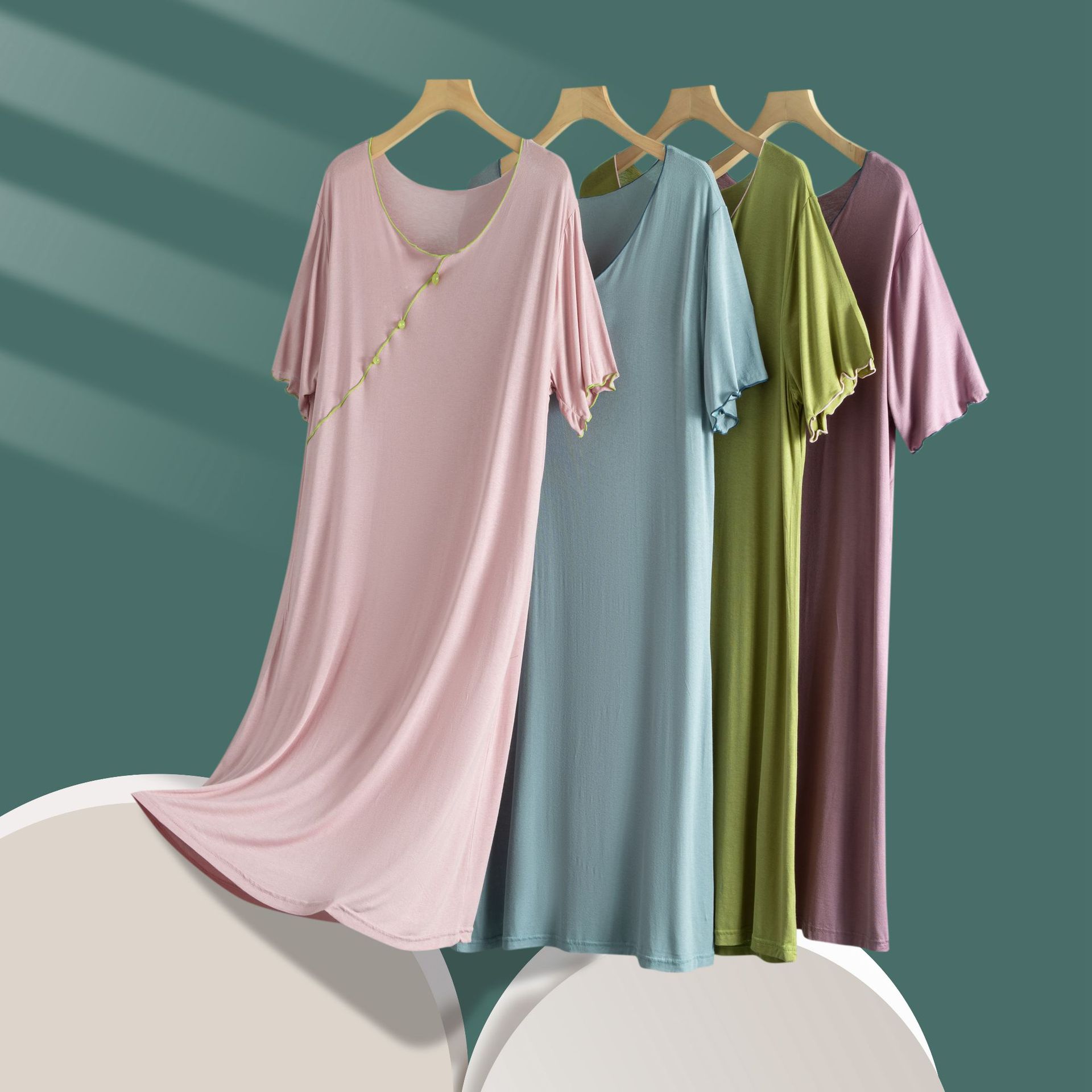 Summer New Modal National Style Dress Women's New Chinese Style Short Sleeve Long Dress Slim Fit Inner Base Skirt Thin Skirt