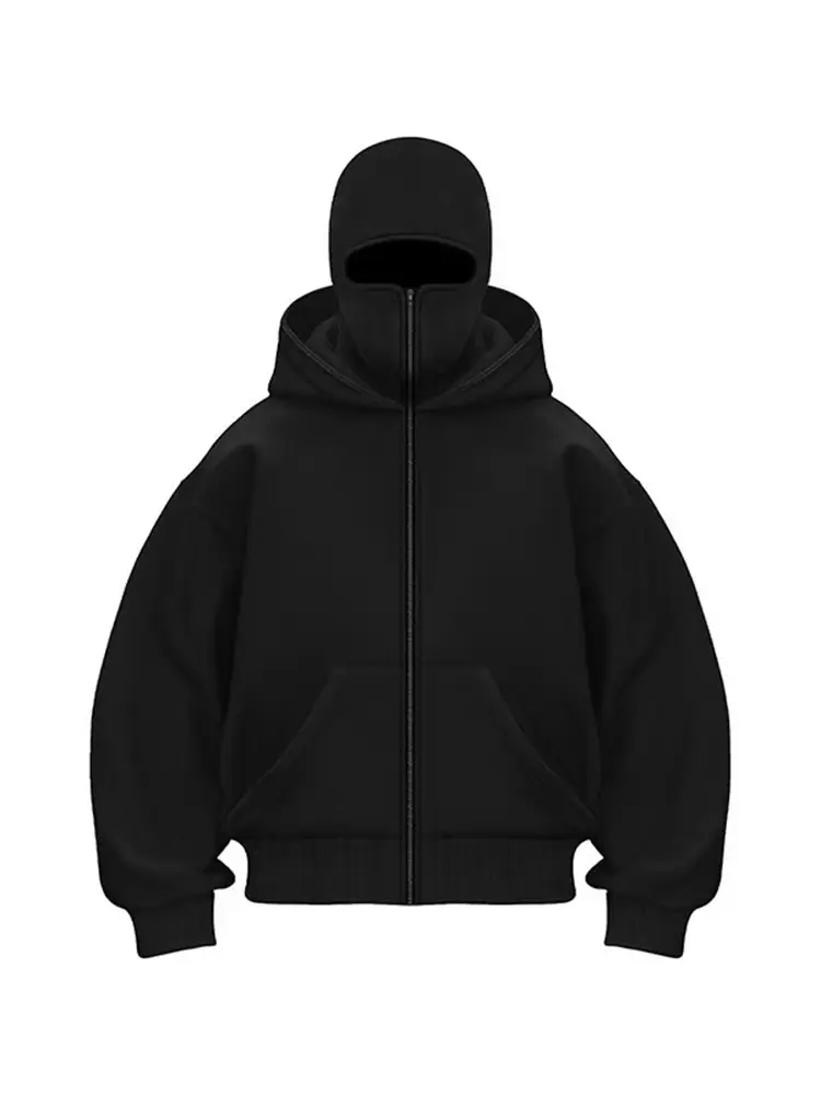 Black double hat bandit hoodie men's spring American hooded windproof warm jacket cleanfit Barack hoodie