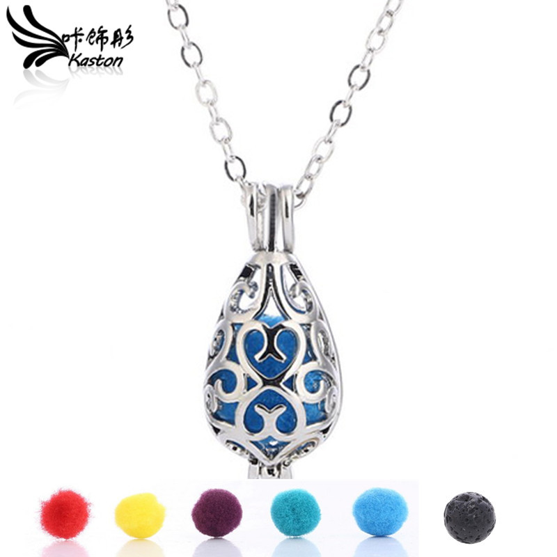Cross-border drop-shaped aromatherapy ball necklace volcanic stone clavicle chain foreign trade jewelry birthday gift