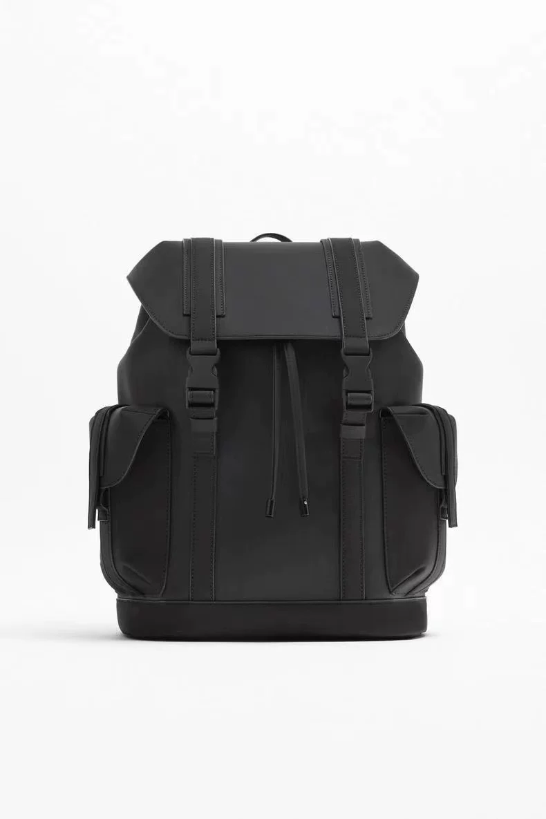 New Men's Backpack, Black Laminated Explorer Backpack, Large Capacity Travel Computer Bag, College Student Bag, Trendy Foto QC de TAOBAO na Qualit.ly