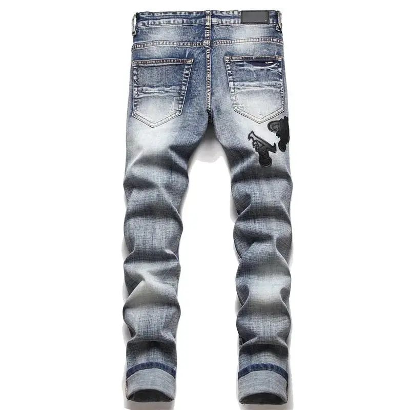 High Set Stch Embroidery Men's Jeans Ripped Setwear Jeans P