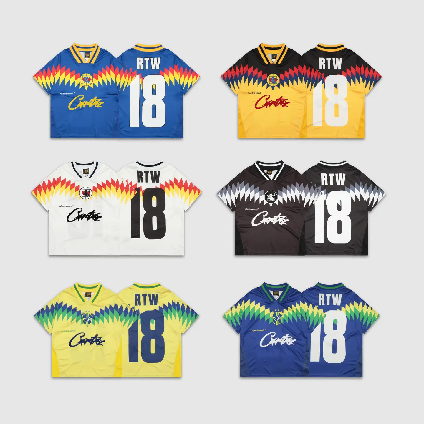Clearance Genuine Corteiz Football Jersey Short Sleeve T-shirt Retro Cleanfit Hip Hop Boxy American Drill