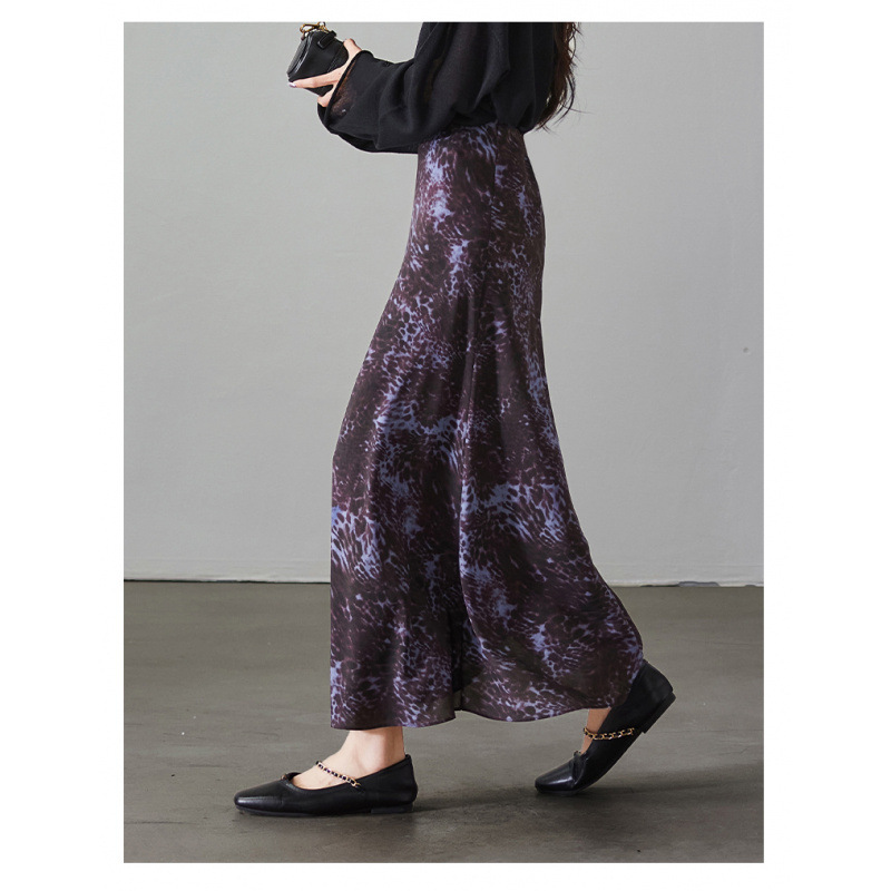 High-Quality Printed Leopard Print Skirt for Women 2026 Spring and Summer New Fashion Retro Elegant High-Waisted Slimming Long Skirt