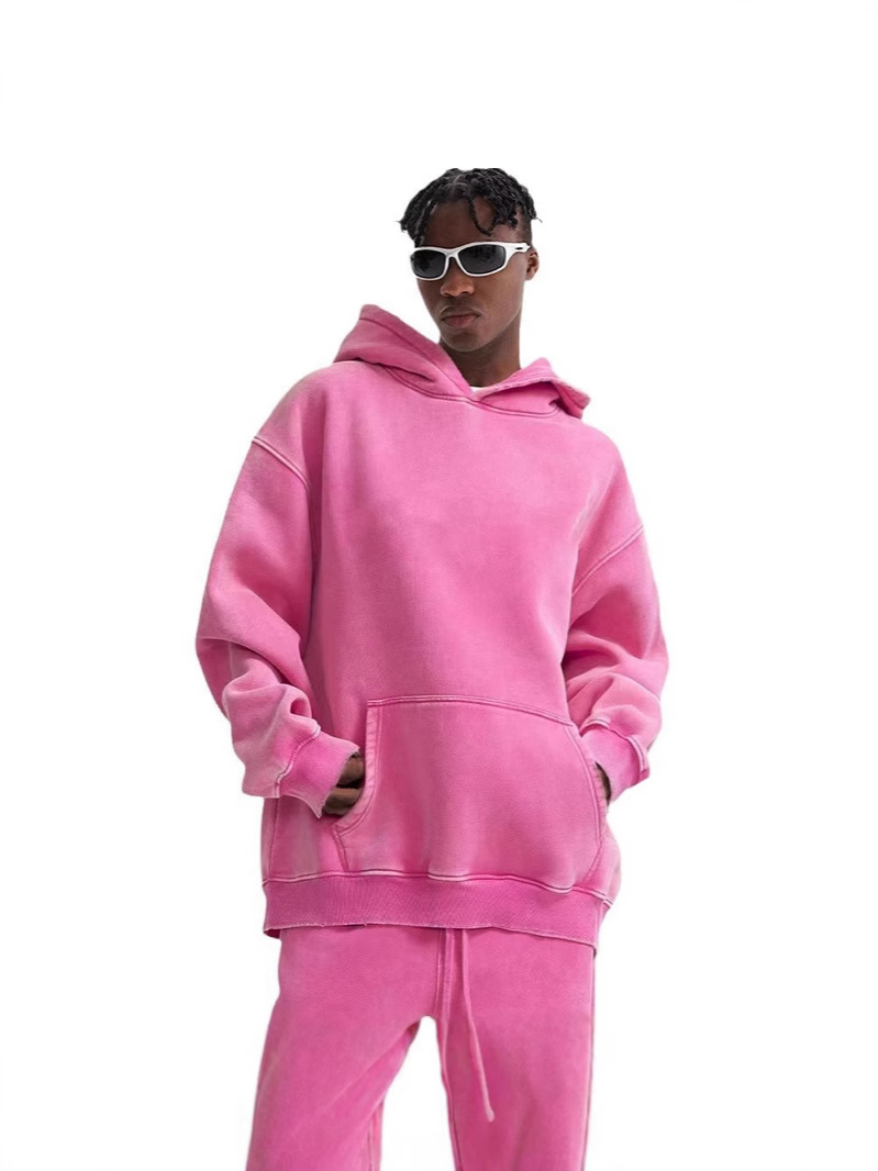 European and American 2025 Autumn and Winter Heavyweight Dopamine Retro Top Washed Fleece-Lined Loose Hooded Trendy Brand Sweatshirt Couple Wear
