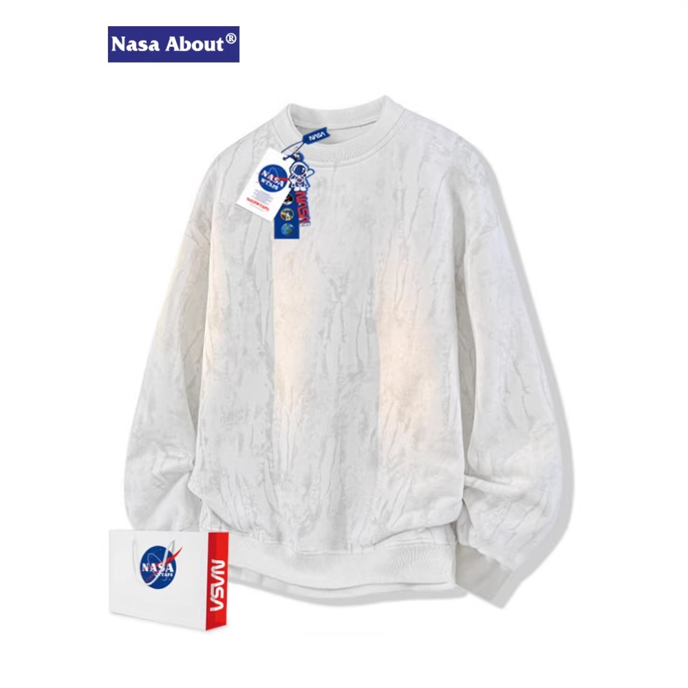 Nasa about American-Style Fake Two-Piece Sweatshirt for Men, Spring and Autumn, High-End, Cool and Stylish Couple's Loose Top for Men