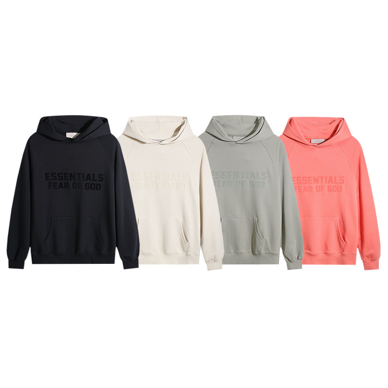 FOG double-line ESSENTIALS flocking printed hoodie sweater men's and women's same cotton loose casual jacket