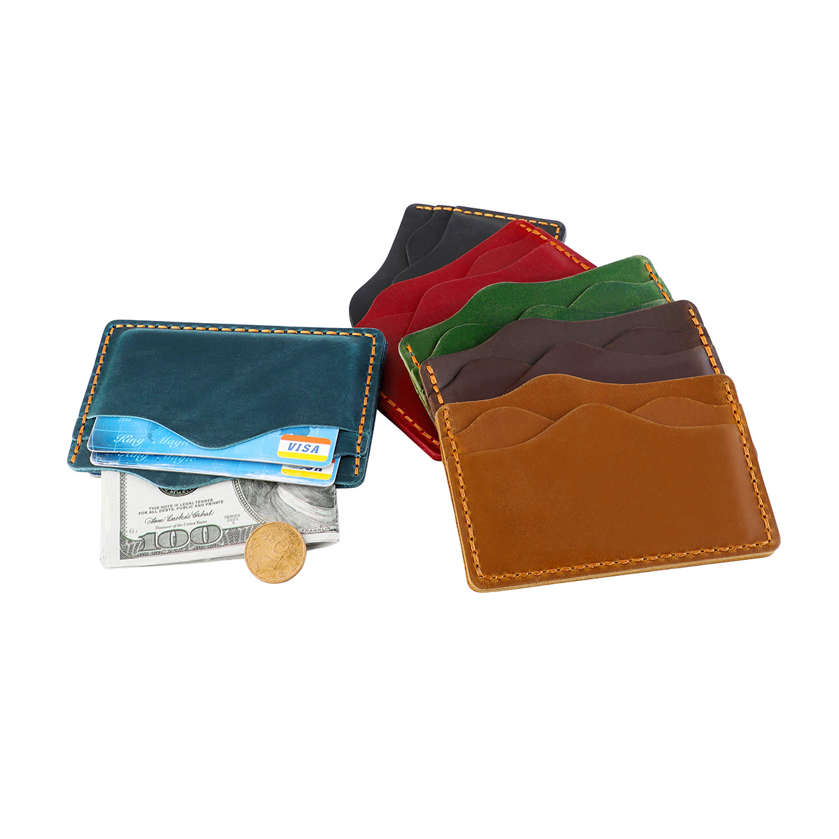 Factory Wholesale New Crazy Horse Pickup Card Holder for Men and Women Bank Card Credit Card Leather Case Handmade Creative Card Holder