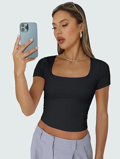 Cross-Border European and American Amazon Hottie Clothes Women's Short-Sleeved Summer Navel-Baring T-Shirt Sexy Slimming Look Pullover Top