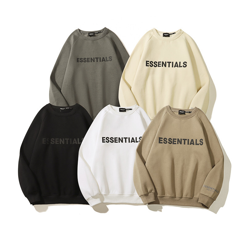 Cross-Border Dropshipping Fog Multi-Line Essentials Stereo Silicone Letter Printing European and American High Street Men's Round Neck Sweatshirt