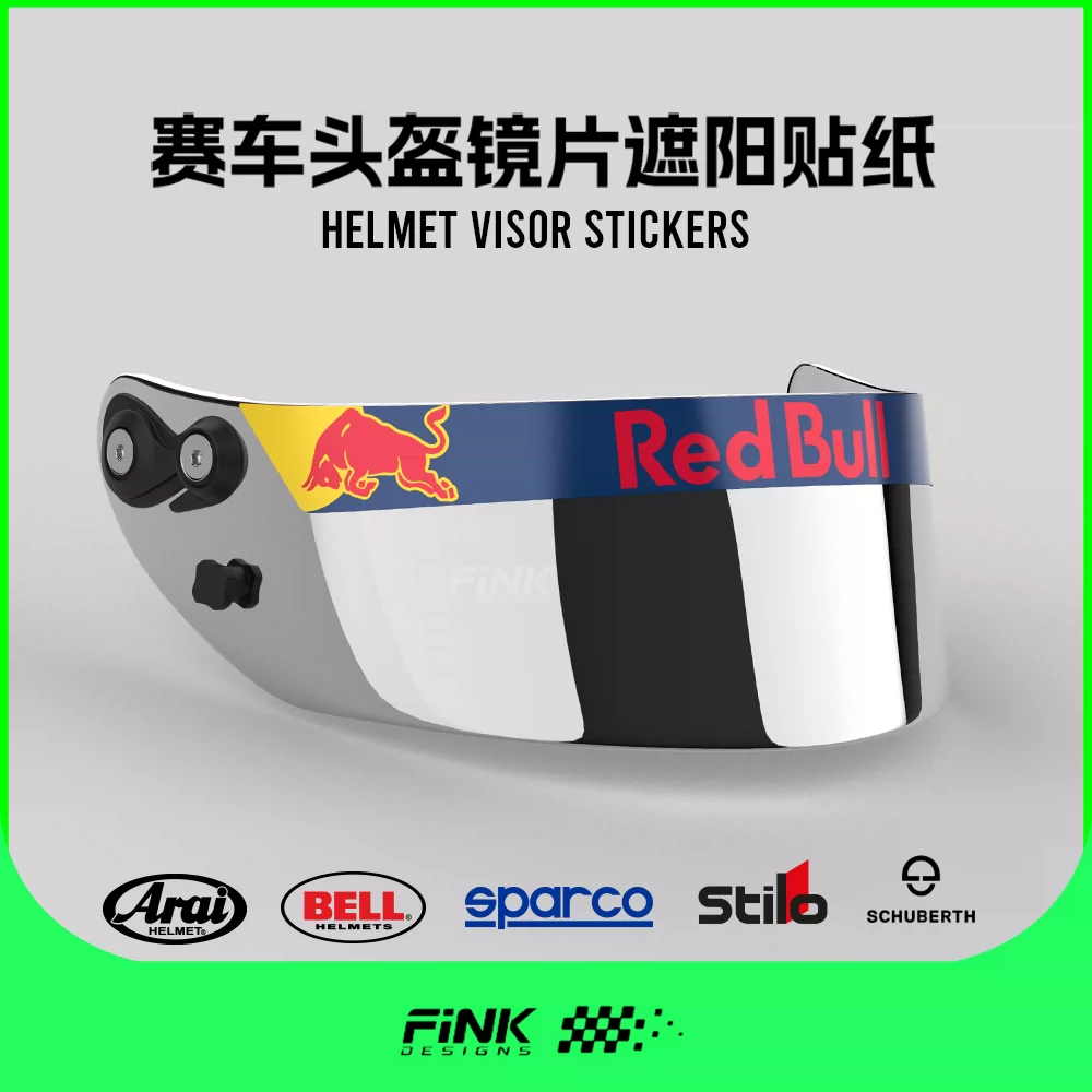 Racing Kart Helmet Visor Sticker F1 Red Bull Racing Foto QC de TAOBAO na Qualit.ly