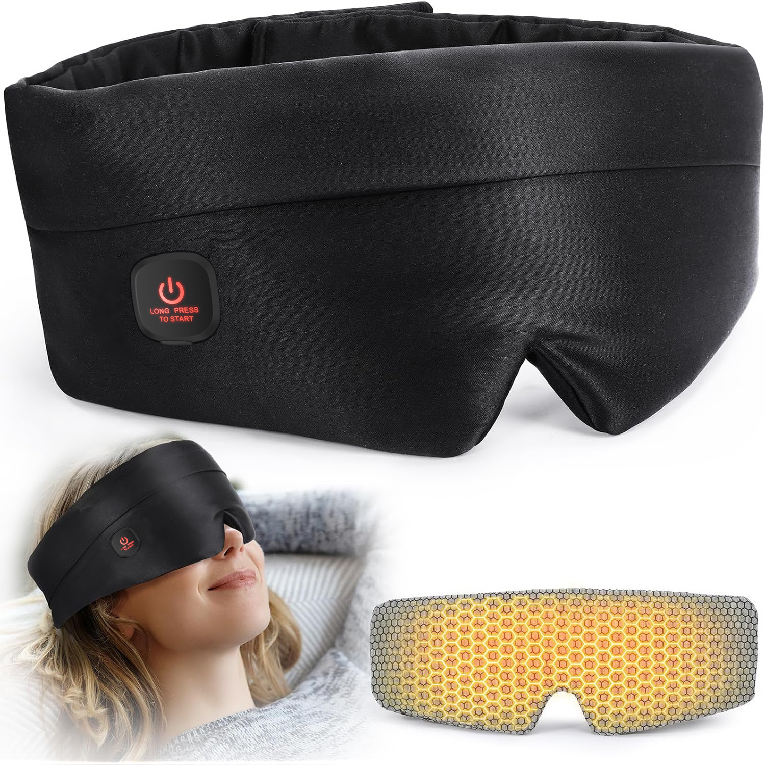 Cross-Border Imitation Silk Electric Heating Eye Mask, Eye Heat Therapy, Graphene Heating Steam Heat Therapy Eye Mask, Light-Blocking, Detachable