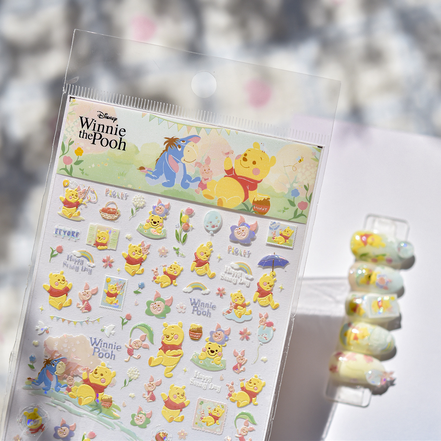 Disney & Tomoni Shell Light Nail Art Stickers Guka Handbook Winnie the Pooh Eeyore Tigger Student Decoration