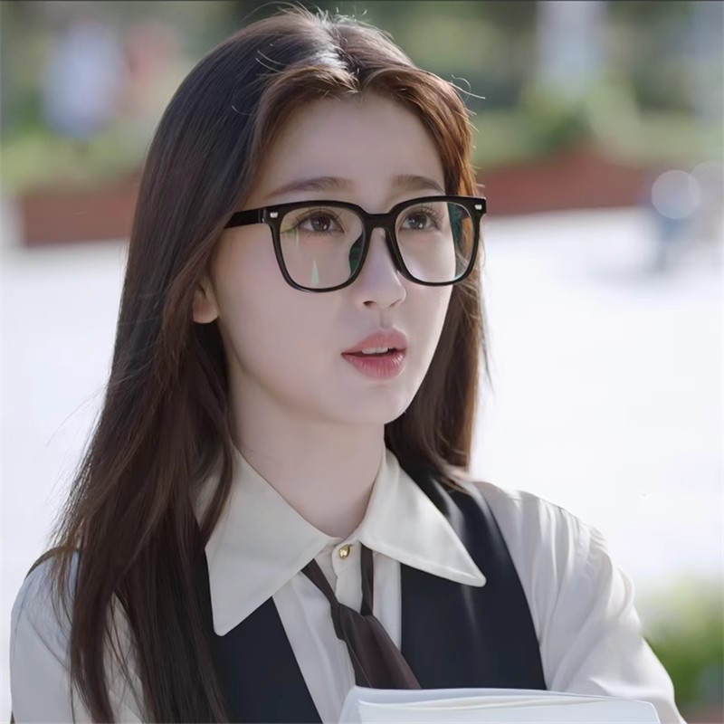 Large Frame Slimming Glasses Women's Plain-looking Artifact Black Frame Anti-blue Light Radiation Internet Popular Myopia Glasses Frame ins Fashion