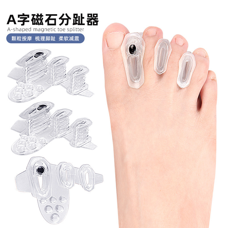 Single hole thumb valgus toe splitter with hole foot center magnet shock absorption massage forefoot pad big foot bone orthopedic sleeve free size