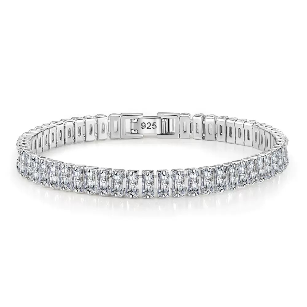 Foreign Trade Jewelry Silver-Plated 6mm Silver Ice Crystal Bracelet Douyin Xiaohongshu Popular Popular Bracelet Wholesale in Stock