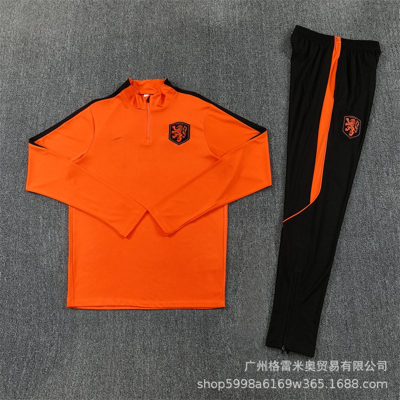 2627 Netherlands Team Half-Zip Long-Sleeved Jersey Autumn and Winter Sweatshirt Warm-Up Appearance Sports Football Uniform Training Uniform 2026