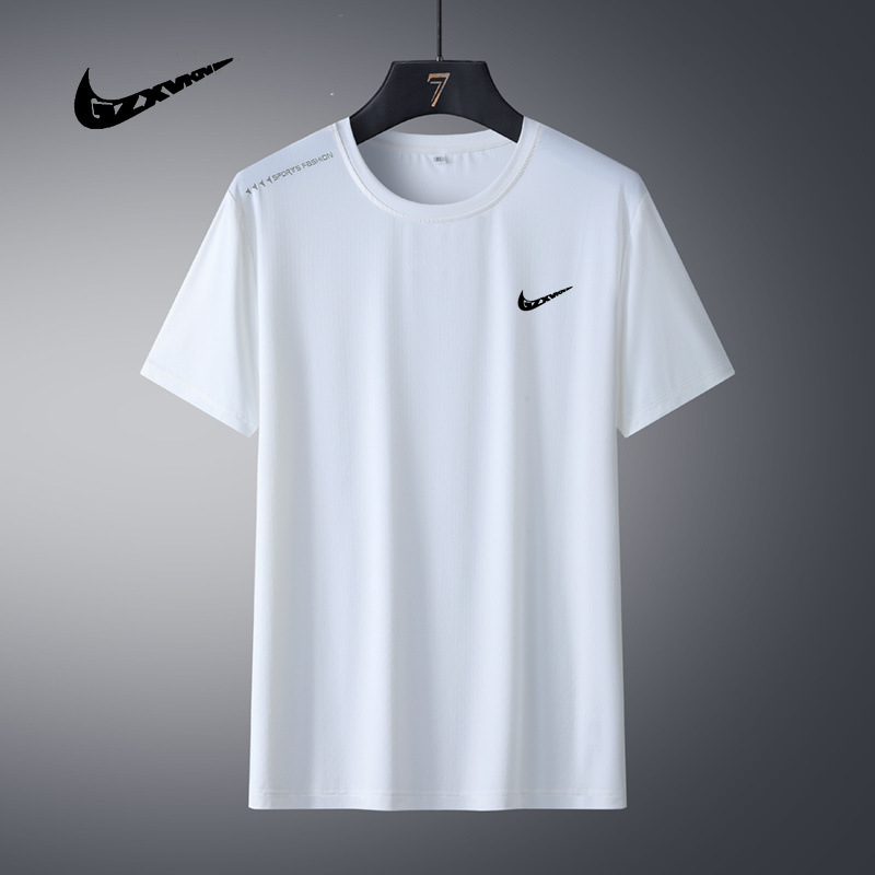 Summer New Ice Silk Short-sleeved T-shirt Men's Thin Round Neck Loose Sports Casual Quick-drying Half-sleeved Men's T-shirt