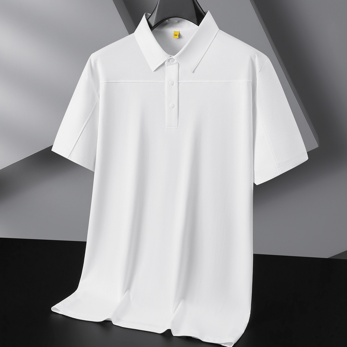 Fat Brother 2026 Simple Half-Sleeve T-Shirt Men's Plus Size Patchwork Top Fashionable Cotton Short-Sleeve Polo Shirt