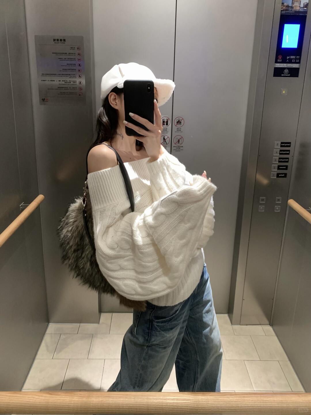 Celebrity-Inspired Deconstructed One-Shoulder Cable Knit Sweater, Loose and Lazy Retro Knitwear, Trendy Top, Nanyou Women's Fashion