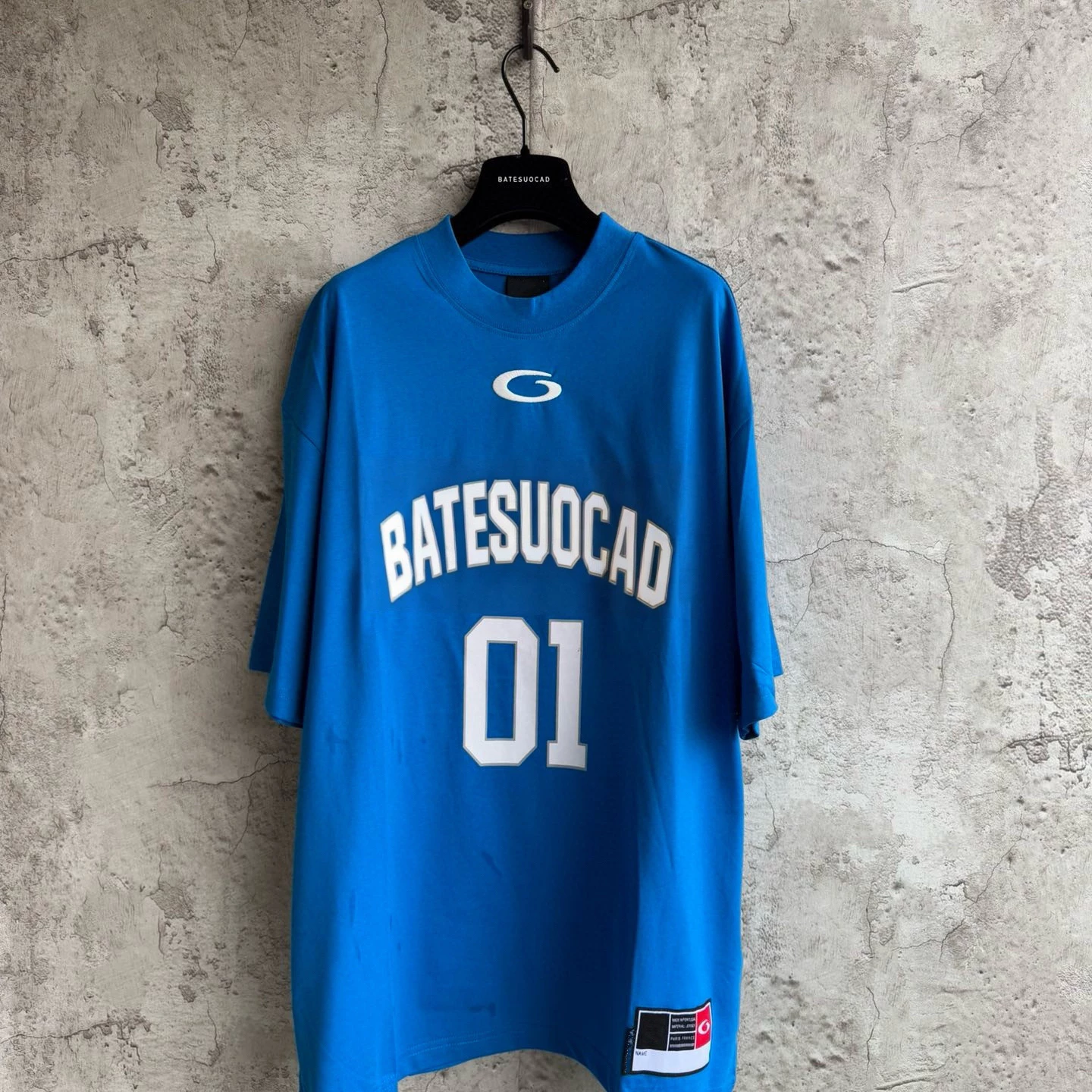 Heavy/Collection 25s New BATESUOCAD Printed OS Letter Couple's Small Collar Short sleeved T-shirt