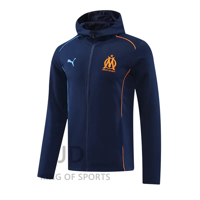 24-25 French Ligue 1 Marseille Hooded jacket Outwear Training Appearance Wear Long sleeves Football Training Wear Suit