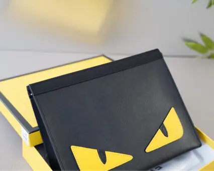 F Di Little Monster Hand Bag Men's Devil's Eye Men's Hand Bag Genuine Leather Yellow Eye Clutch Clutch Bag Real Shot