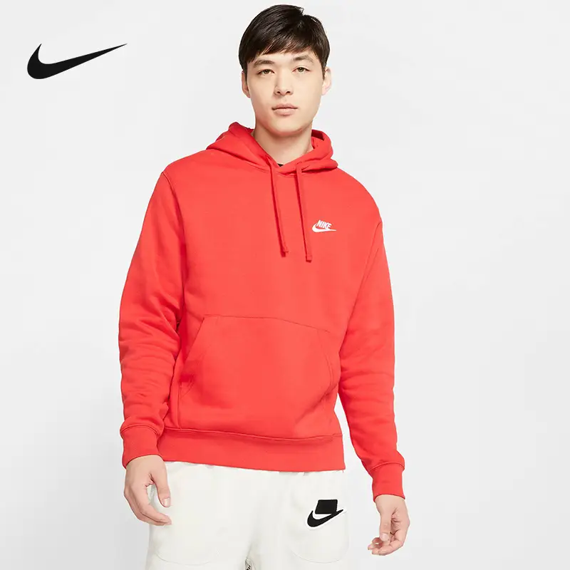 Nike Nike Red Sweatshirt Men's 2023 Spring New Year's Sports Hooded Fleece-lined Pullover Bv2655-657