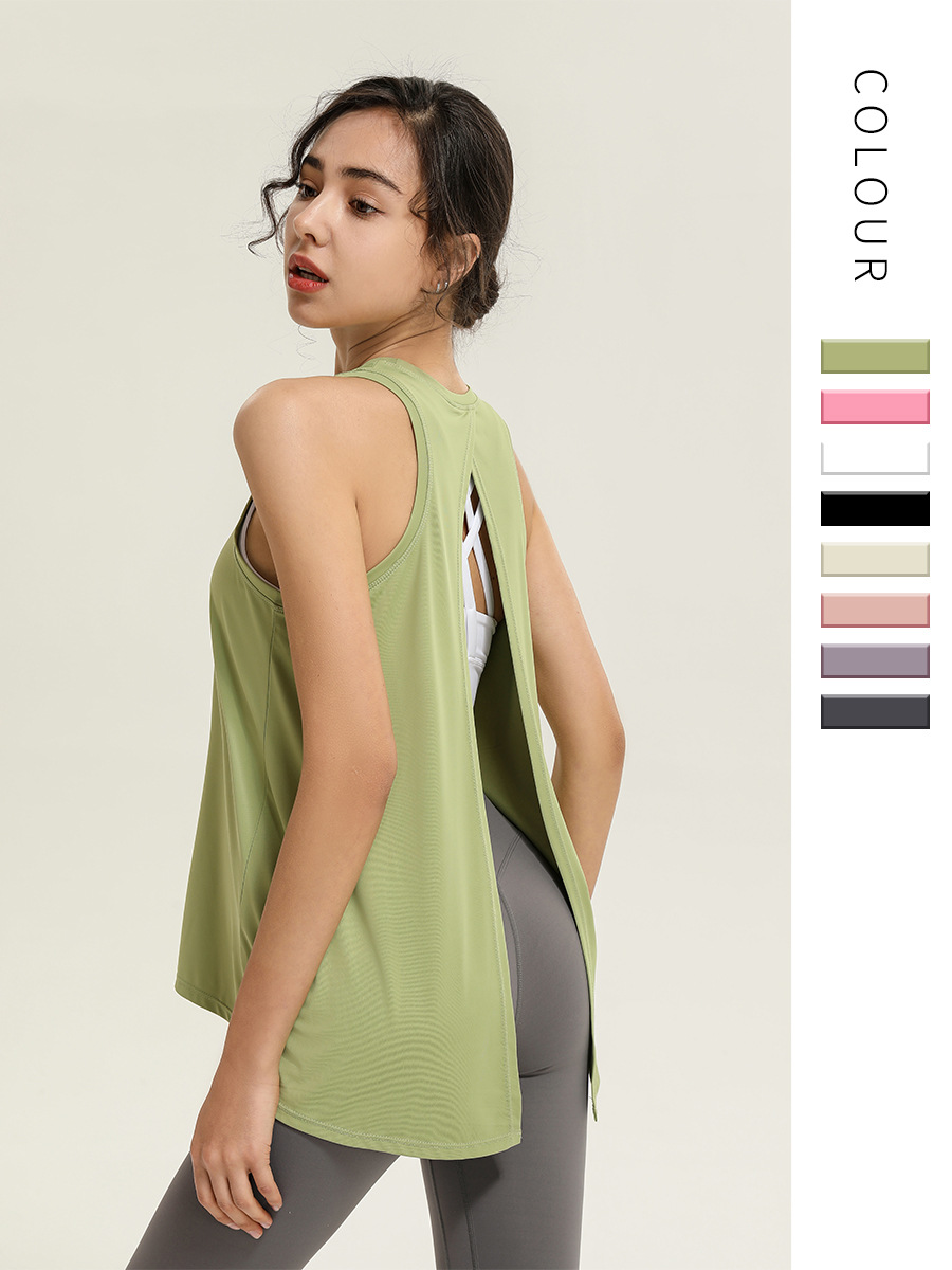 Cross-border Quick-drying Sleeveless Sports Vest Women's Summer Running Fitness Top Loose Blouse Stretch Naked Yoga Clothes