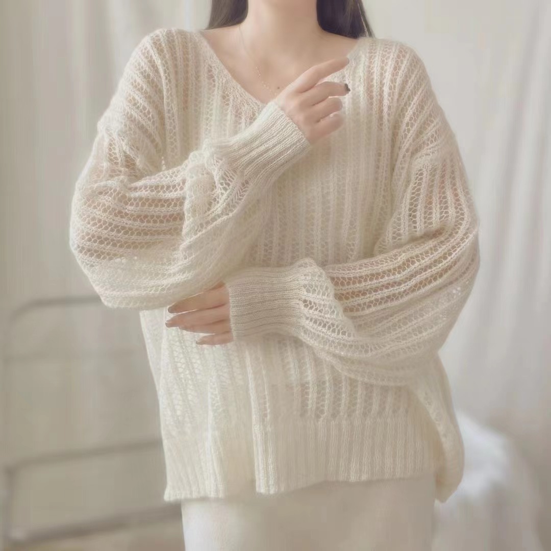 Mohair Top Lazy Style Turtleneck Round Neck Outer Wear Knitted Shirt Western Style Sweater Women's Loose Trendy Spring and Autumn New Clothes