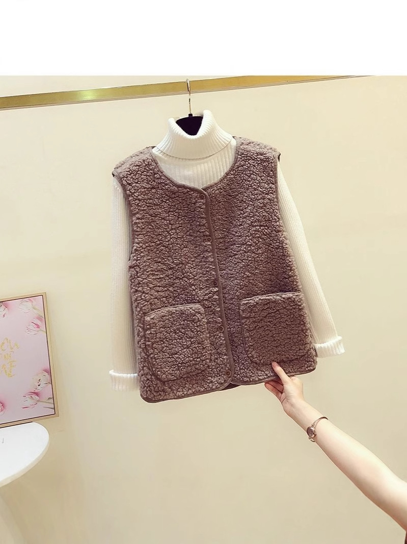 Lightning Warehouse Imitation Cashmere Vest New Autumn and Winter Korean Women's Waistoutwear Outer Vest Small Vest Jacket