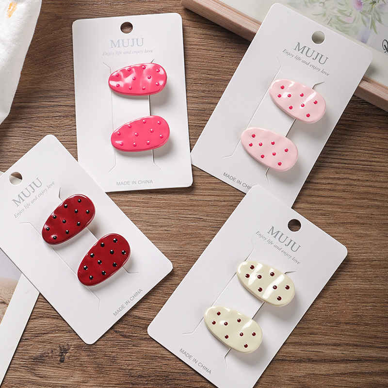 Cute Girl Hairpin Advanced Sense 2 Card Clip Sweet Clouds Wave Point Hairpin Side Clip Oval Bangs Clip