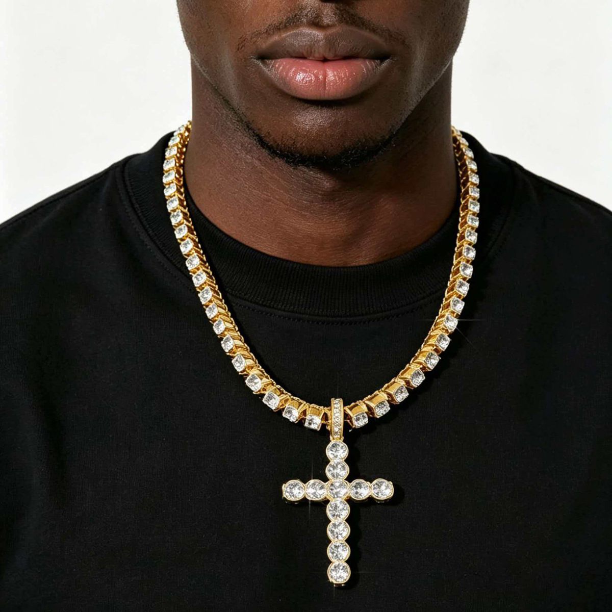 Europe and the United States cross-border new personality hip-hop style religious cross pendant hip-hop creative personality cross necklace