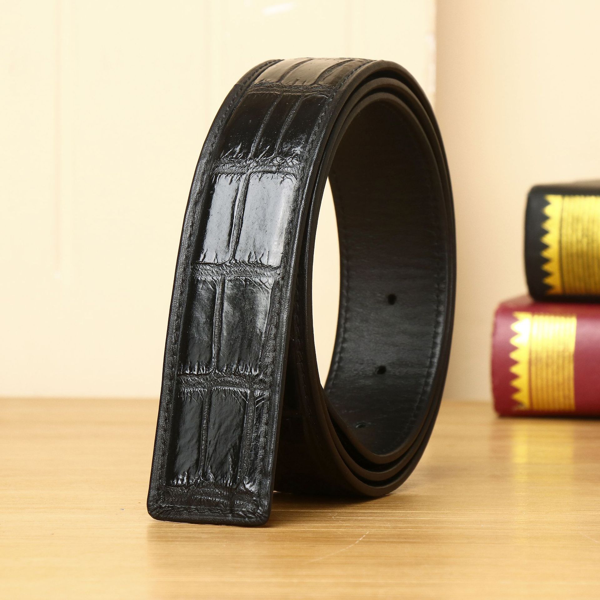 New crocodile belly belt leather fashion Business Men's belt high-end belt factory processing a wholesale