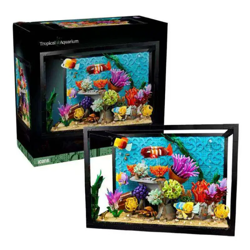China Building Blocks Creative 10366 Tropical Aquarium Fish Tank Model Marine Animals Children's Assembly Toy Gift
