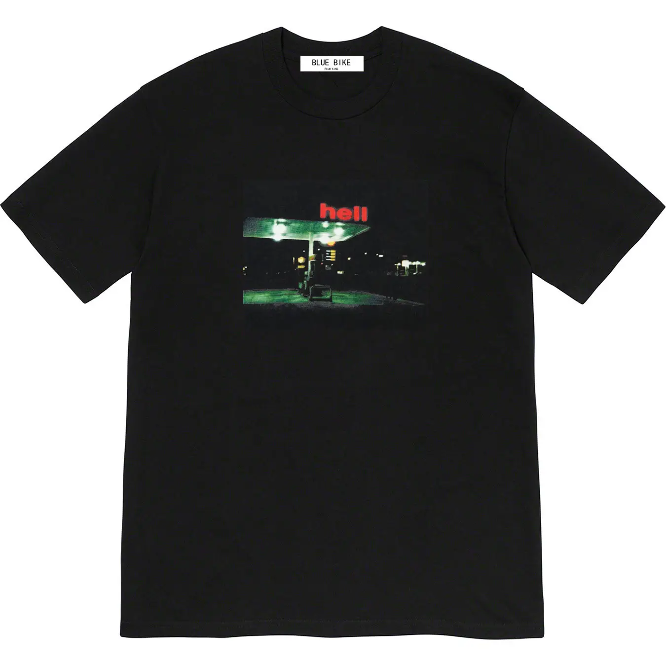23Fw Hell Tee Gas Station Picture Printed Short-Sleeved T-Shirt for Men and Women, Couple Style Trendyy ins Half-Sleeved Summer