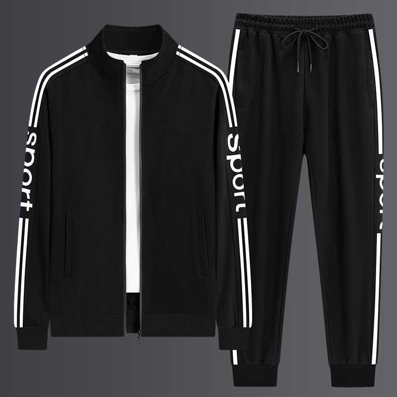 M-8Xl Sports Suit Men's Spring & Fall Sweatshirt Stand Collar Running Casual Two-Piece Loose Trendyy Plus Size Jacket