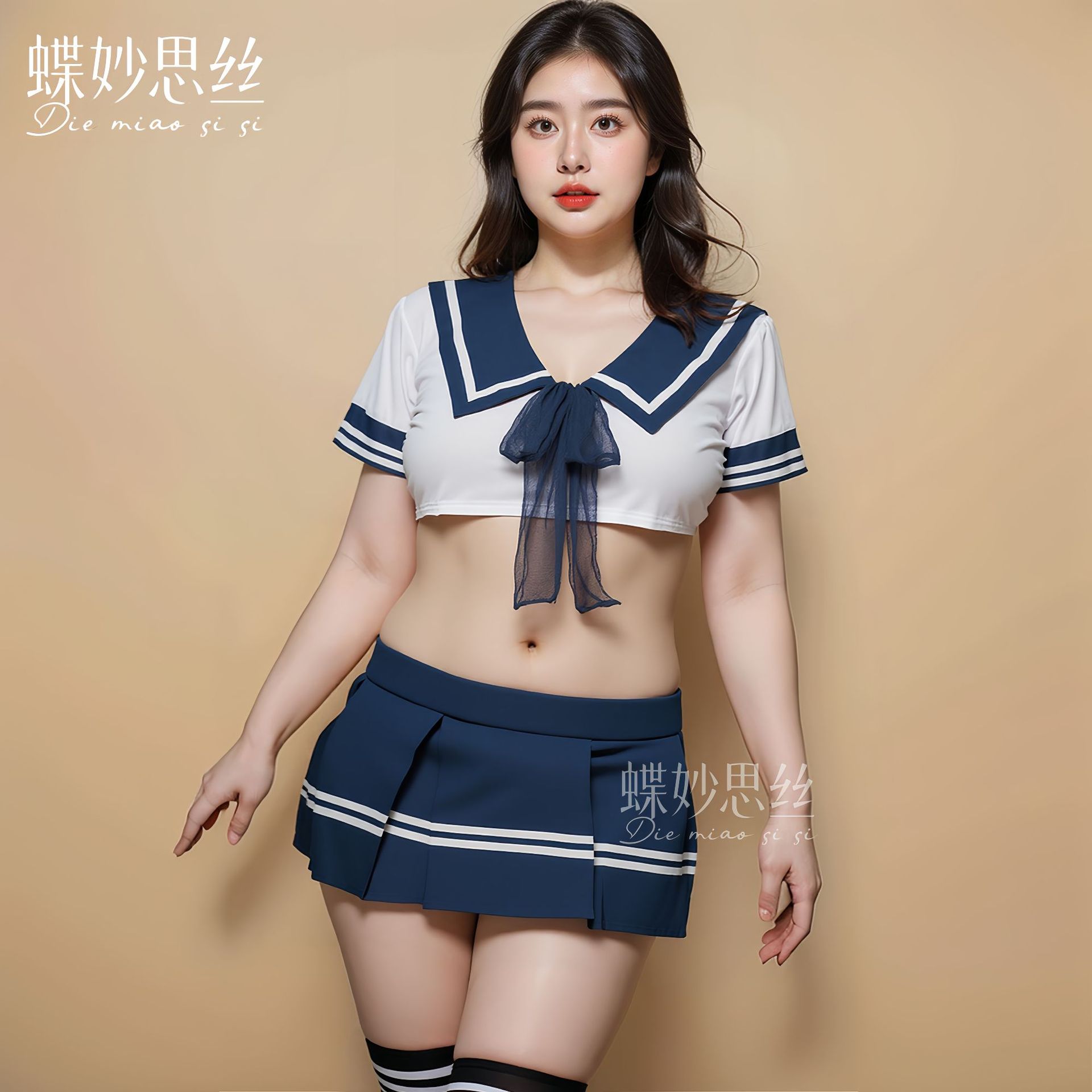 Diyi Miao Si Sexy Lingerie Pure Desire Style Student Ultra-Short Academy Style Sailor Uniform Pleated Skirt Uniform Set A034