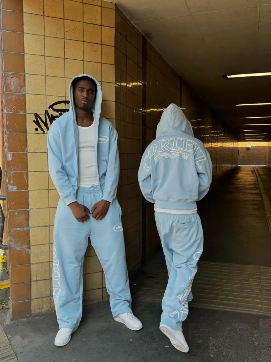 Corteiz European and American celebrity style American street hip-hop with velvet print hooded cardigan sweatshirt men's trendy brand jacket