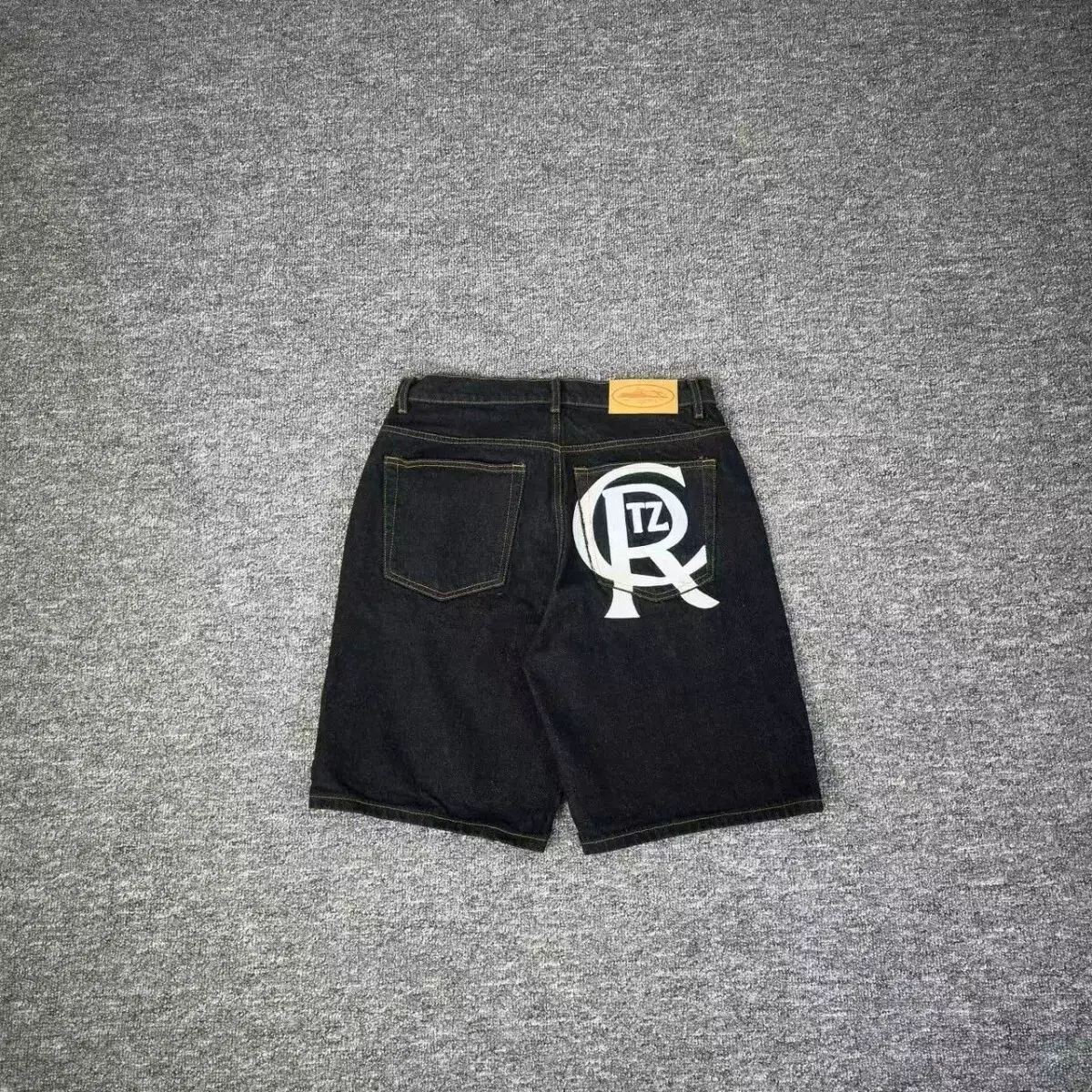 Alcatraz Embroidered Logo Street Loose Straight Jeans for Men and Women, Casual Shorts