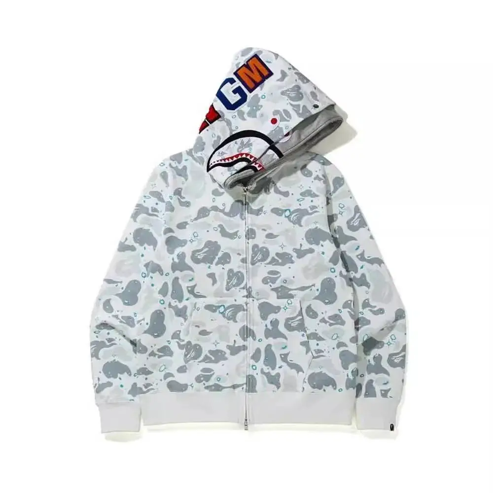 2025 cross-border foreign trade on behalf of the double hooded casual sweater zipper jacket starry camouflage tide loose hoodie