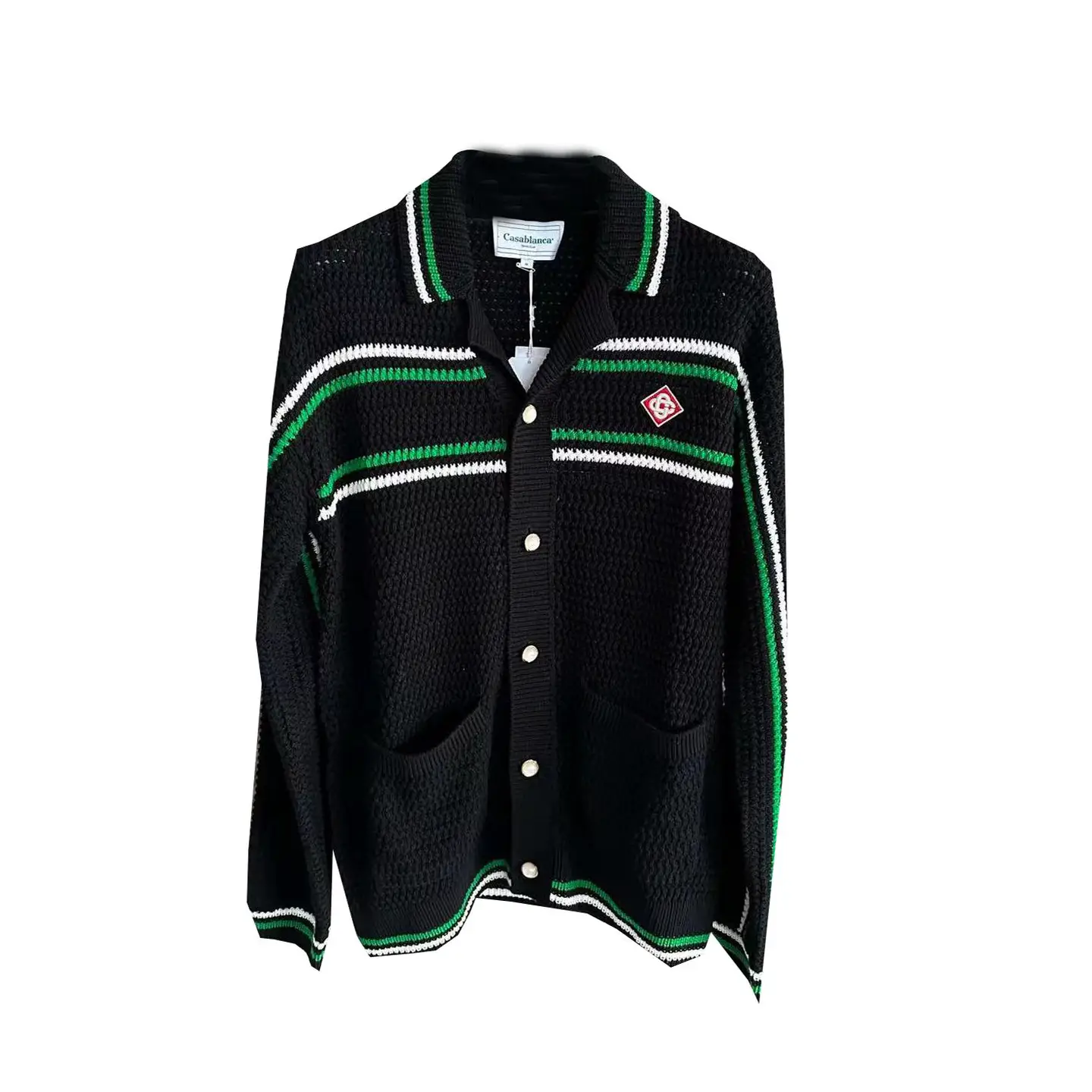 Casabulca 24Ss Long Black Green Pure Hand Knitting Fall and winter Hawaii Long sleeves Cardigan Sweater