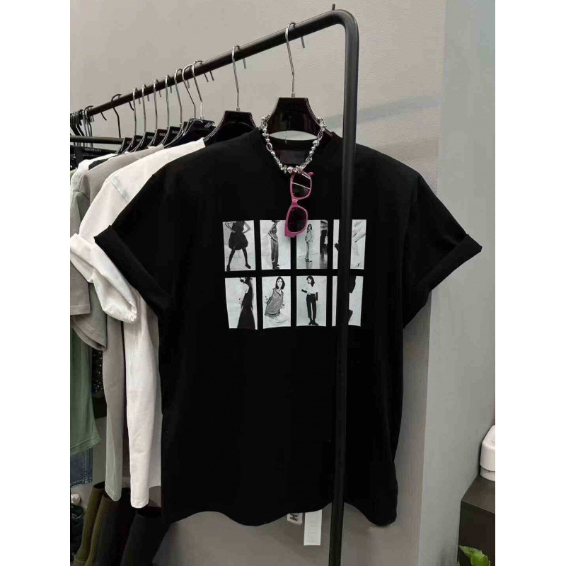 chubby girl South Korea Dongdaemun Summer American Loose Vintage Figure Printed plus size Short-sleeved T-shirt Women's All-match Top