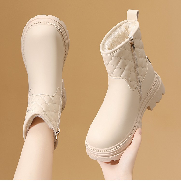 Northeast Snow Boots for Women 2026 New Style Cotton Shoes for Women Winter Fleece-Lined Thick Warm Thick-Soled White Boots Women's Short Boots