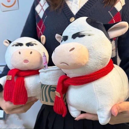 Aomutras Grassland Cow Plush Toy with Cute and Funny Expression, Quirky Stuffed Animal Pillow Wholesale and Dropshipping