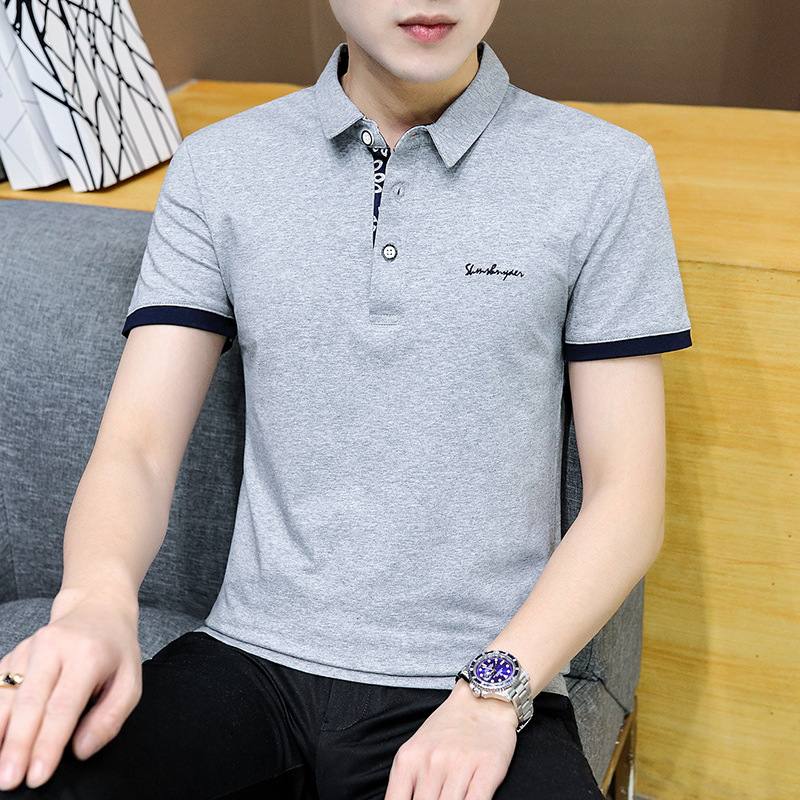 Carefully Selected Pure Cotton Polo Shirt Men's Trendyy Slim Youth Business Top Casual Loose Embroidered T-Shirt Classy Lapel