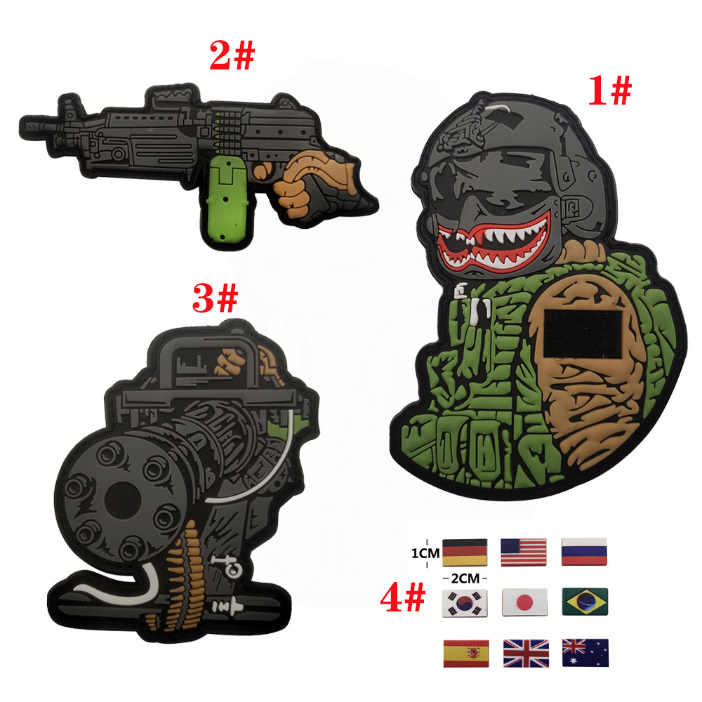 Haike Outdoor PVC Gum Drop Military Morale Badge Velcro Submachine Gun Machine Gun Helmet Man Combination Set