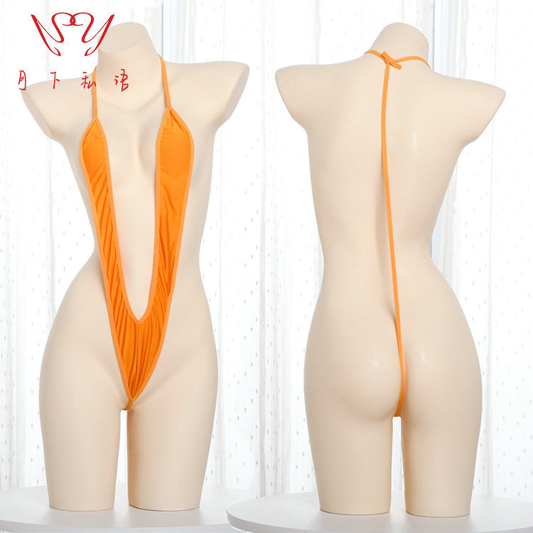 Cross-Border European and American Style Erotic Lingerie Bodysuit, No-Take-Off Temptation Open-Crotch One-Piece Bikini, Sexy Lingerie with Straps