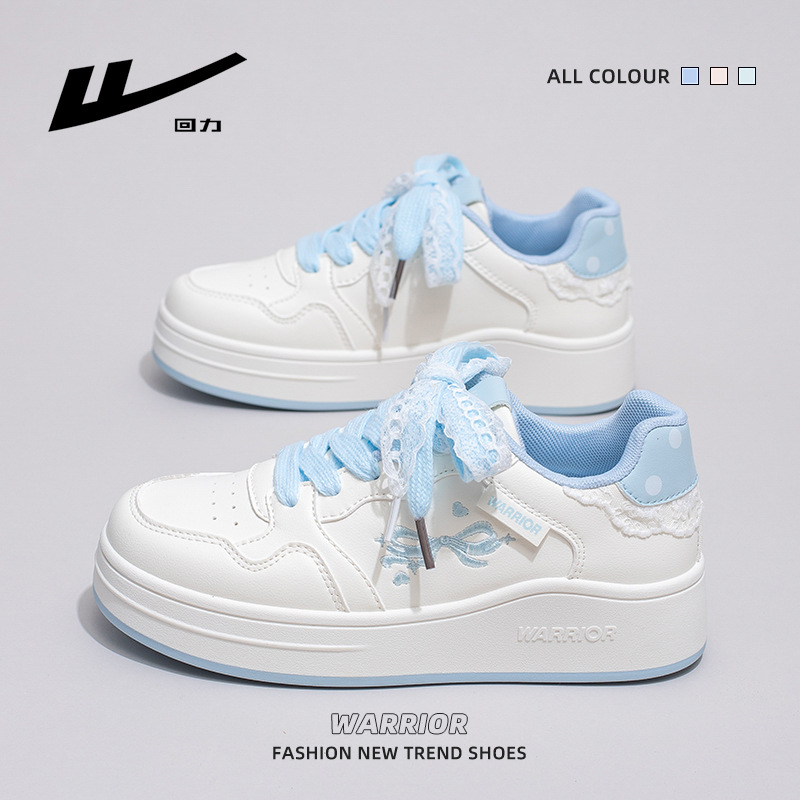 Warrior Brand New Low-Top Comfortable Versatile Sneakers with Color-Blocking and Bowknot Design, Stylish Casual Shoes for Women